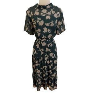 Lulu's Green Ruffled Tiered Midi Dress with Peter Pan Collar